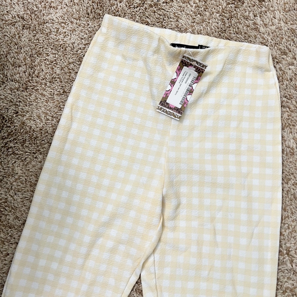 New Boohoo Yellow Gingham Legging Pants